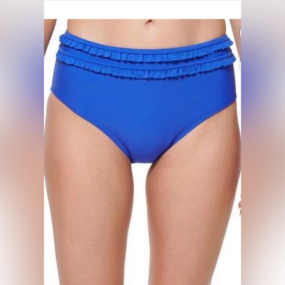 Tommy Hilfiger Ruffled High-waist Bikini Bottoms Size Large Provence Blue New